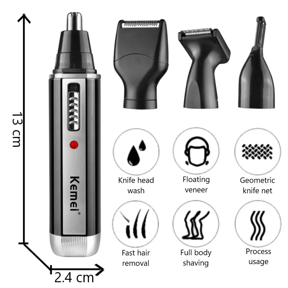 Kemei 4 in 1 trimmer for men Electric Nose and ear trimmer Rechargeable Trimmer For Hair Beard Nose And Ear Cleaner Grooming Set Noventix