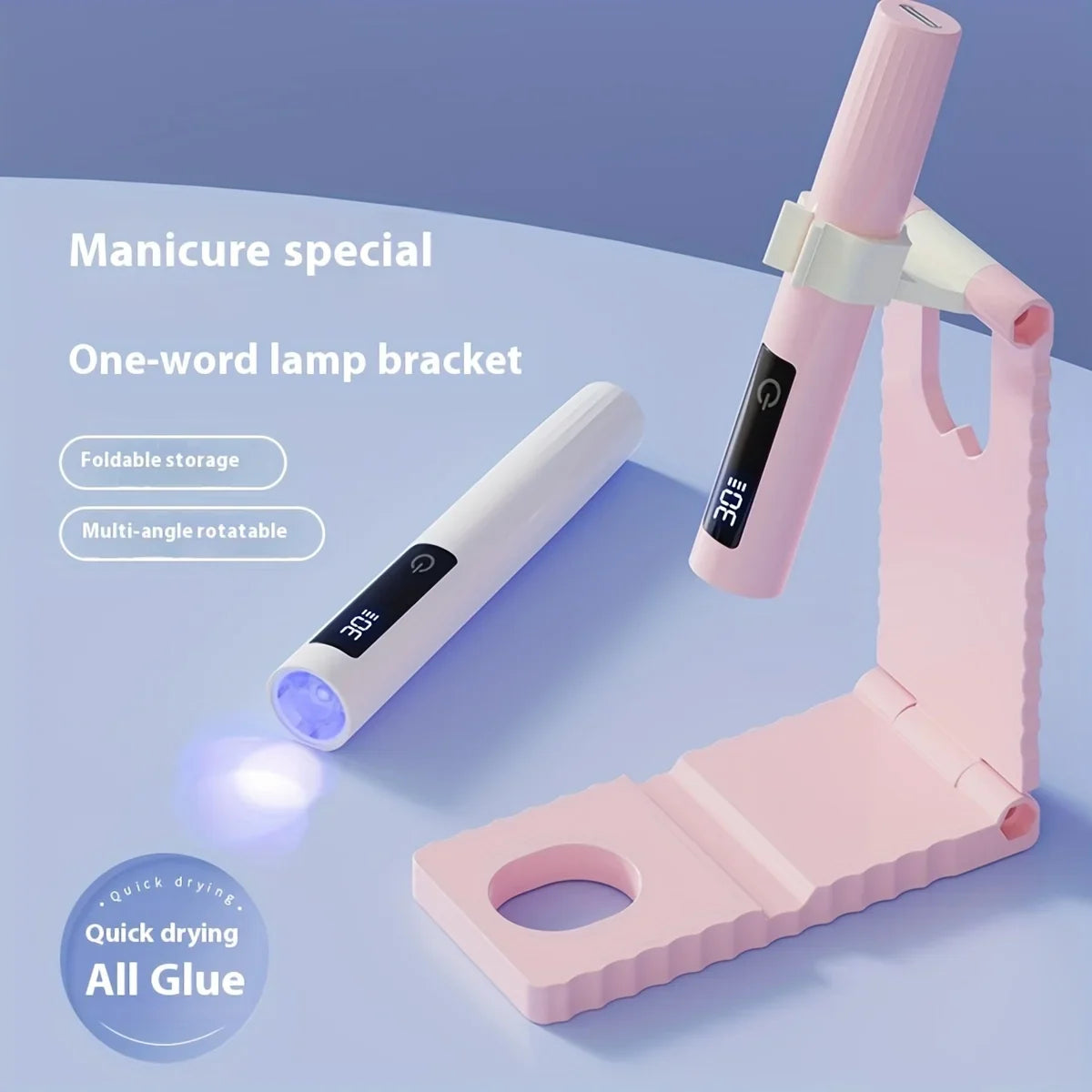 Handheld Nail Light Mini LED Nail Lamp For Gel Nails With Stand & LCD Screen Control 2 levels Adjustable For Fast Curing Blushimmer