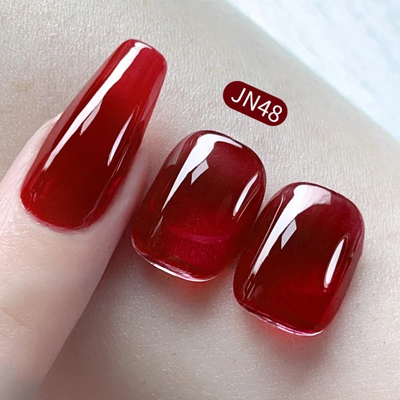 BORN PRETTY 10ml Blood Red Jelly Gel Nail Polish Halloween Nails Art Gel Polish Sheer Translucent Nail Gel for Winter Manicure Blushimmer