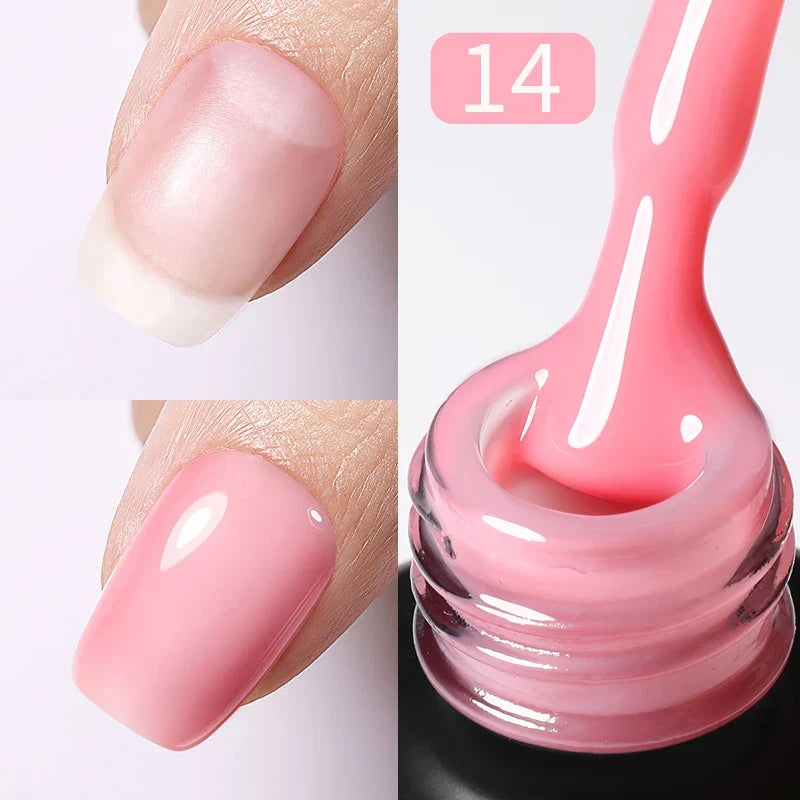 BORN PRETTY Milky Jelly Rubber Base Gel for Gel Nail Polish 15ml Russian Self-leveling Nude Color Soak Off Semi Permanent UV Gel Blushimmer