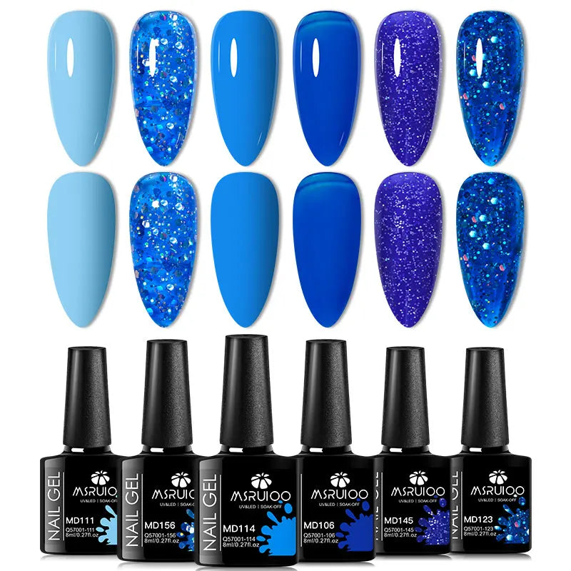 6pc Nail Gel Polish Set All-Season Ultra Pigmented Semi Permanent UV Painting Gel For Nails Salon DIY Manicure Varnish Design Blushimmer