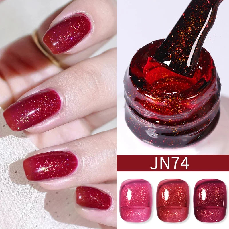 BORN PRETTY 10ml Blood Red Jelly Gel Nail Polish Halloween Nails Art Gel Polish Sheer Translucent Nail Gel for Winter Manicure Blushimmer