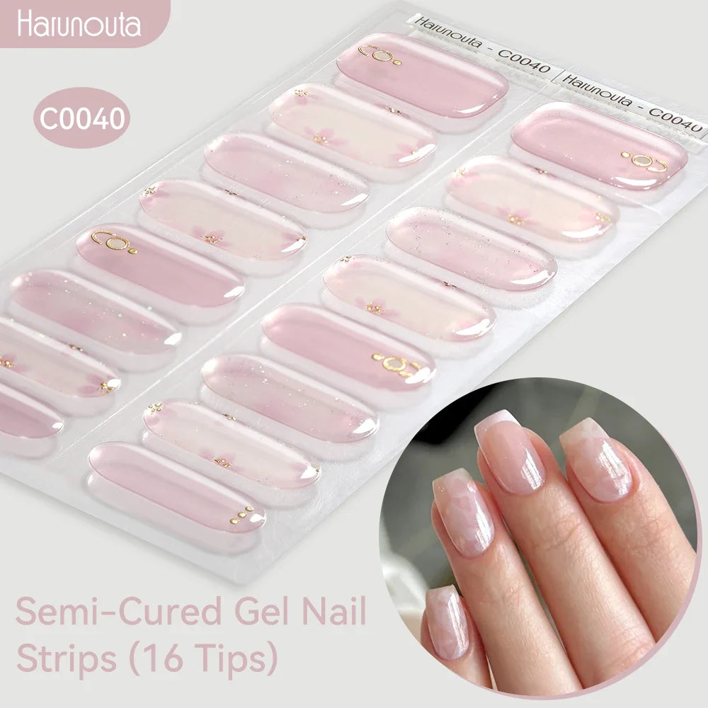 Gradient Auroras Semi Cured Gel Nail Strips Sparkly Shinning DIY Gel Polish Stickers for Nails Works with UV/LED Nail Lamps Blushimmer