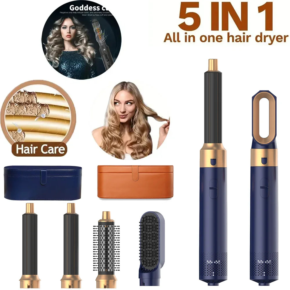 5 In 1 Styling Hair Dryer Electric Comb Negative Ion Professional Automatic Comb Curly Hair Straight Hair Comb Styling Tool Noventix