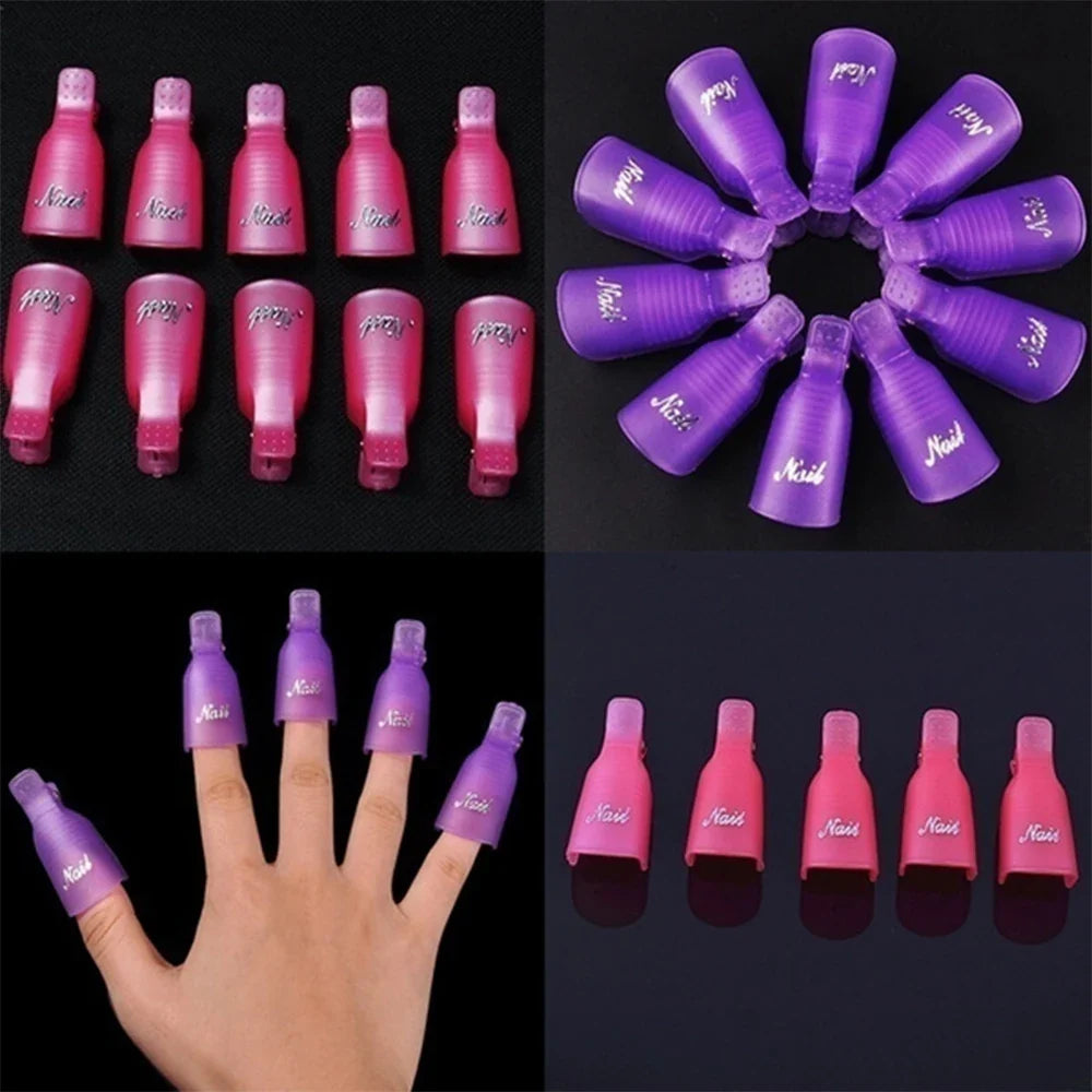 (10Pcs) Gel Nail Polish Remover Cap Clips Resuable Finger&Toe Nail Clips for removal Acrylic Nail Art Gel Polish Soak Off Tool Blushimmer