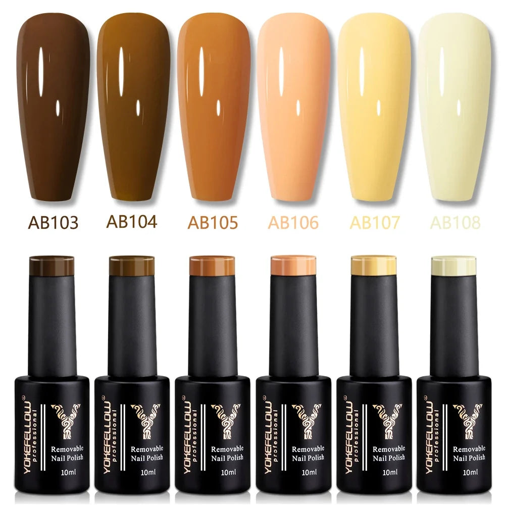 YOKEFELLOW 2022 New Color 10ML Nail Gel Polish Semi Permanent Gel Varnish Base Top Coat 122 Soak Off Colors Organic Nail Varnish Blushimmer