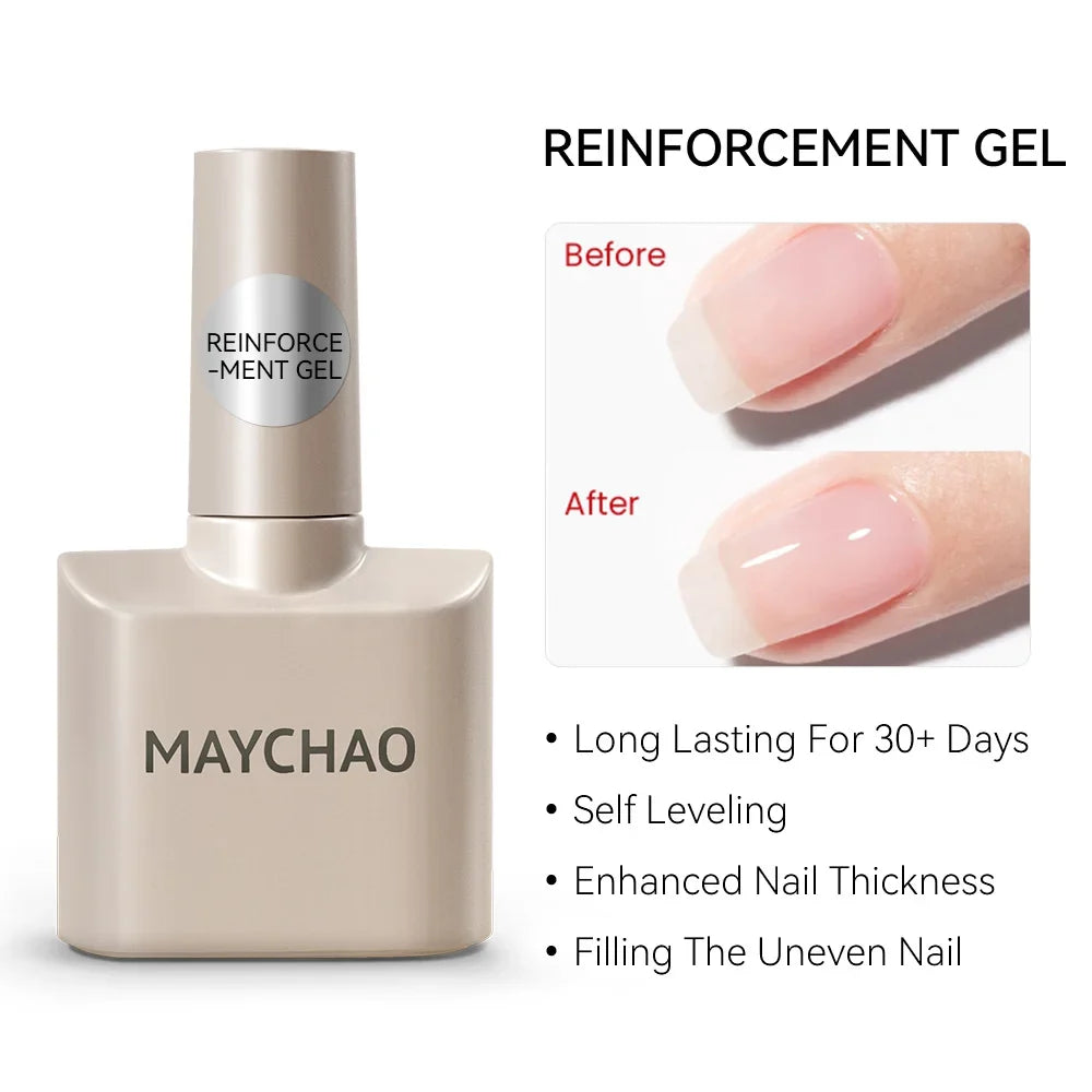 MAYCHAO 12ml Jelly Gel Nail Polish Semi Permanent Top Coat Soak Off UV LED Gel Art Nail Varnish Manicure Long Lasting Nail Gel Blushimmer
