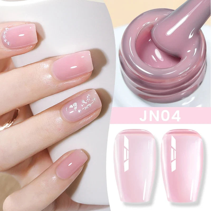 BORN PRETTY Jelly Nude Gel Nail Polish 10ml Light Pink Peach Translucent Color UV Light Cure Gel Varnish Nail Art DIY at Home Blushimmer
