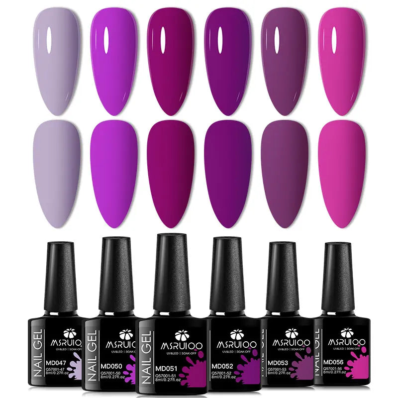 6pc Nail Gel Polish Set All-Season Ultra Pigmented Semi Permanent UV Painting Gel For Nails Salon DIY Manicure Varnish Design Blushimmer