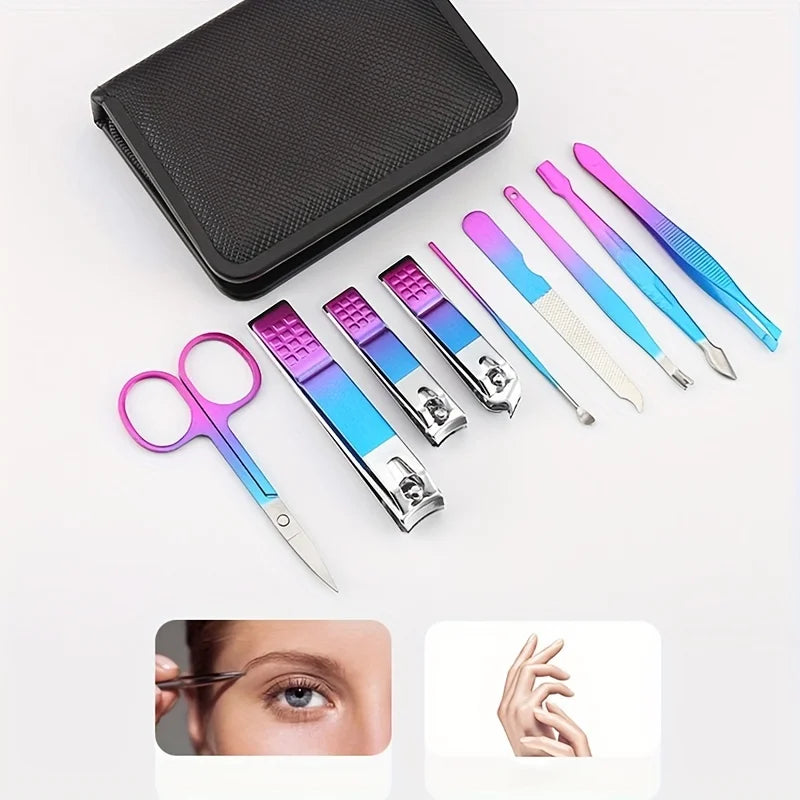 9-18pcs Set Professional Stainless Steel Manicure & Pedicure Kit Precision Nail Care with Travel Case with Nail Clipper Scissor Blushimmer