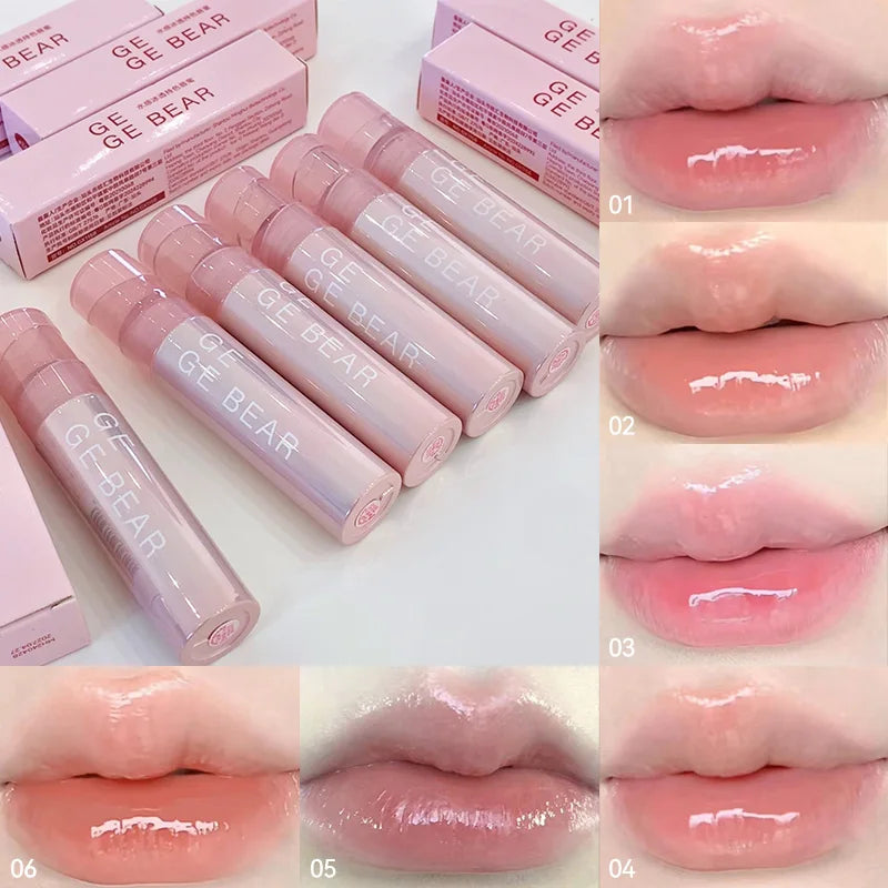 Gege Bear Water Gel Lip Gloss — Hydrating, Crystal-Clear Shine with Long-Lasting Color and Natural Finish Blushimmer