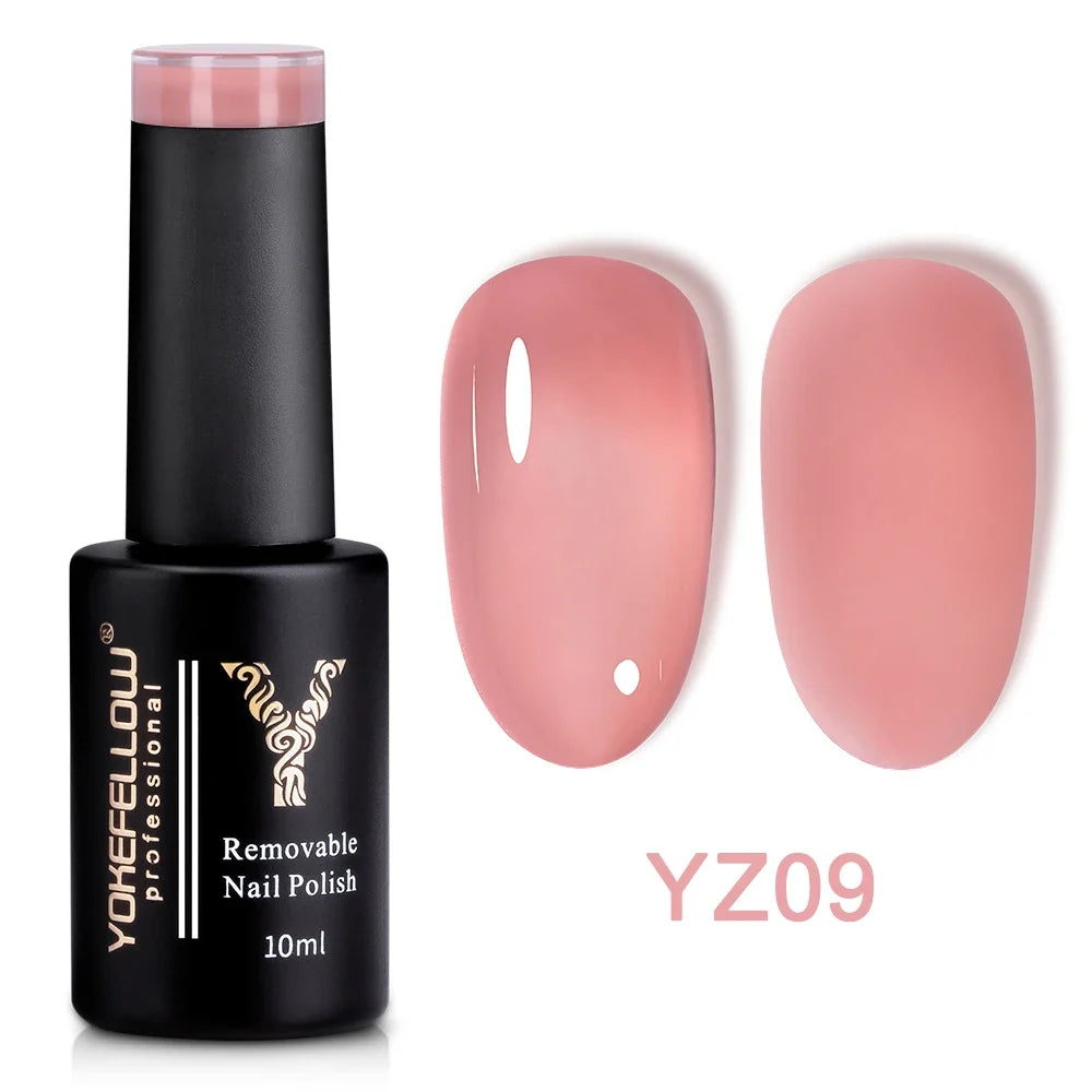 YOKEFELLOW 10ml Jelly Nude Gel Nail Polish High Quality Translucent Pink Nail Gel Varnish Soak Off UV Gel Polish Long Lasting Blushimmer