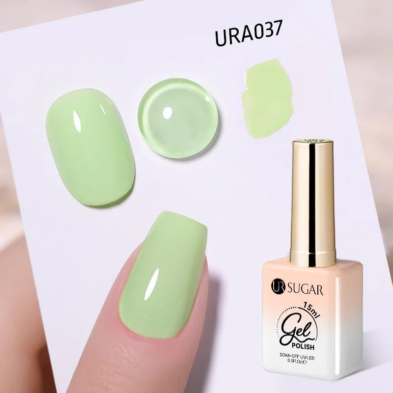 UR SUGAR 15ml Jelly Milky White Translucent Color Gel Polish Semi Permanent UV Gel Nail Art Soak Off Gel Varnish Latest Fashion Blushimmer