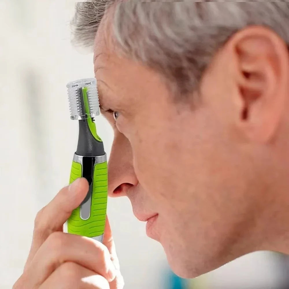 2-in-1 Facial Hair Trimmer, Unisex Nose Hair Trimmer Suitable for Nose Hair, Ear Hair, Eyebrows, and Chin Hair - Battery-Powered Noventix