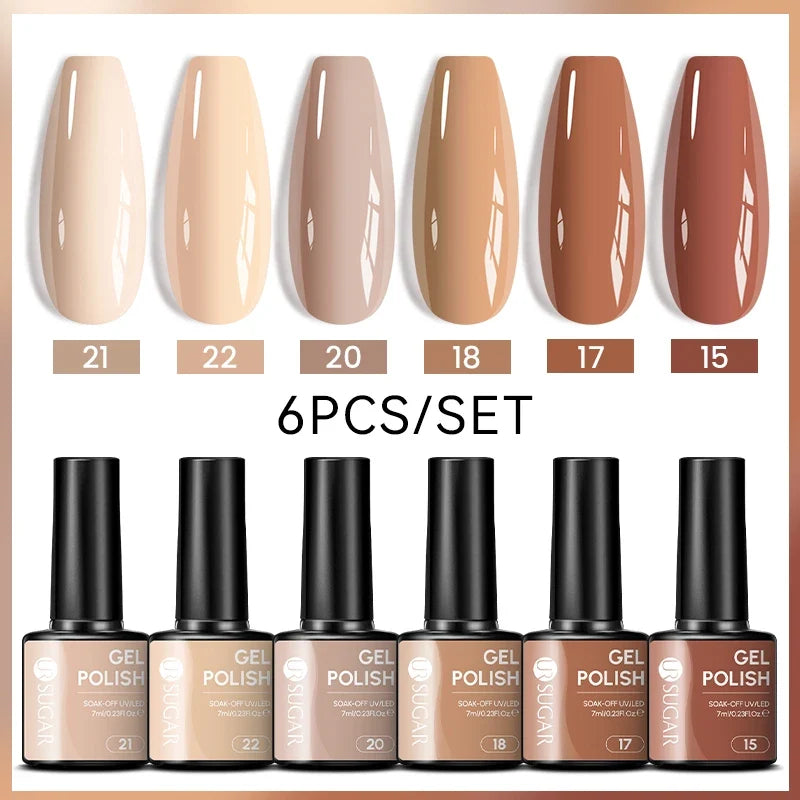 UR SUGAR 7ml All Season Gel Nail Polish Set Nude Pink Red Glitter Semi Permanent UV Gel Kits All For Manicure Soak Off Vernis Blushimmer