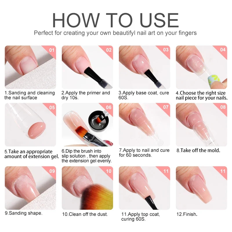 limegirl 15ml Extension Nail Gel Set 6W LED Lamp Full Manicure Set Finger Extend Mold Nail Kit All For Quick Extension Tool Kit Blushimmer