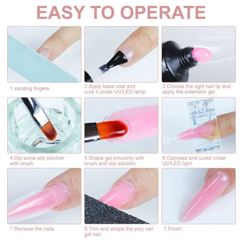 Poly Extension Gel Nail Set 8PCS 15ML Fast Builder Extension Gel Varnish for Manicure Salon 3D Art DIY Nail Extension Thickening Blushimmer
