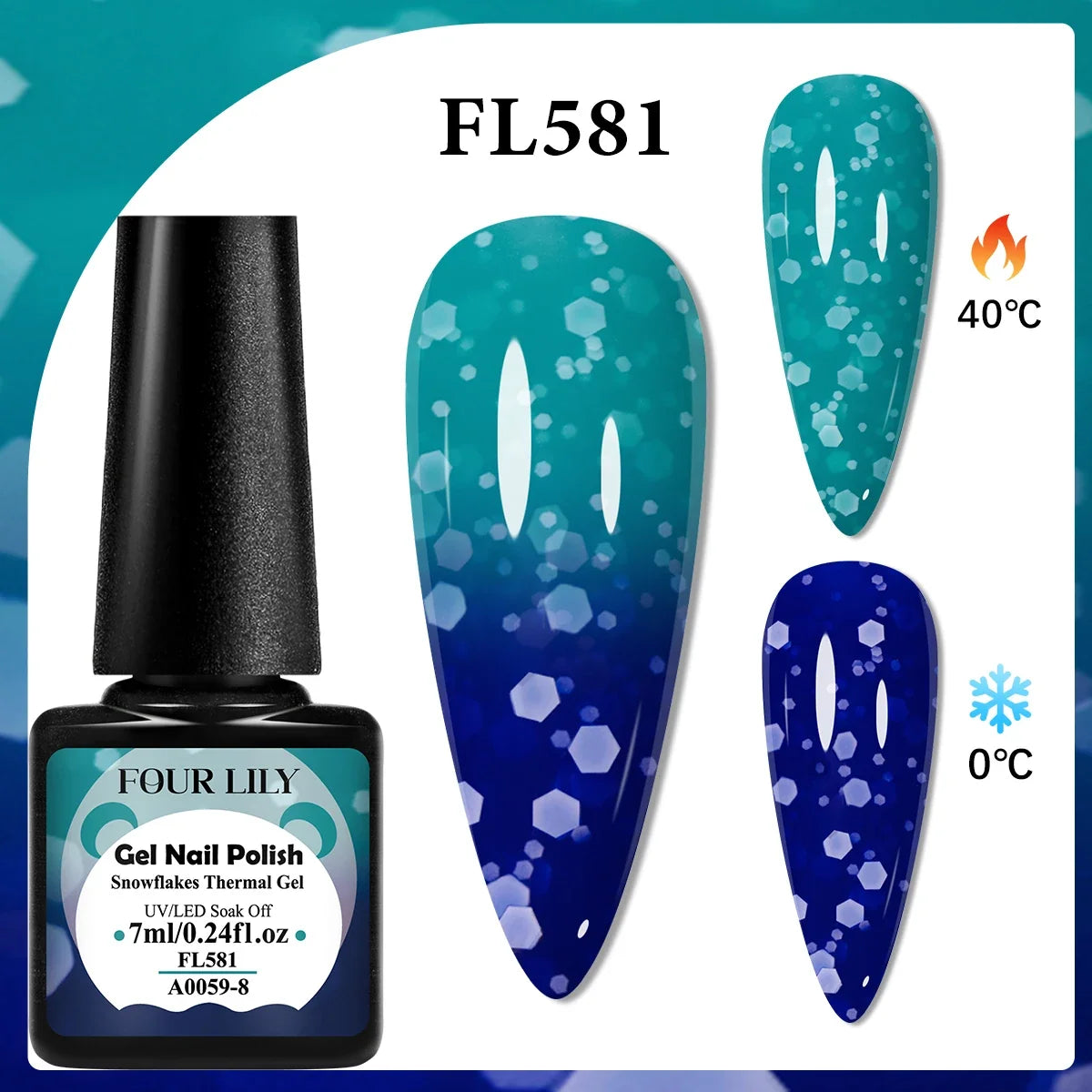 FOUR LILY 7ml Thermal Nail Gel Polish 3 Colors Changing Semi Permanent Soak Off UV/LED Nail Supplies Gel for Manicure Design Blushimmer
