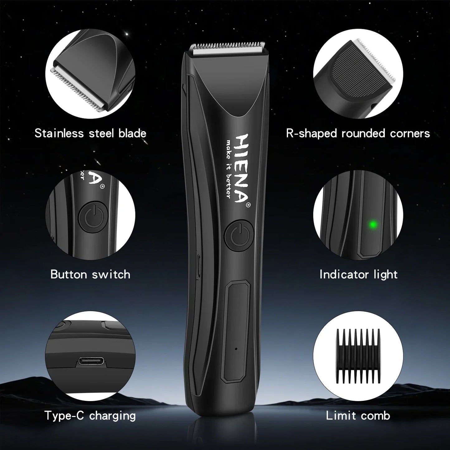 Electric Groin Hair Trimmer Pubic Hair Trimmer Body Grooming Clipper for Woman and men Bikini Epilator Rechargeable Shaver Razor Noventix