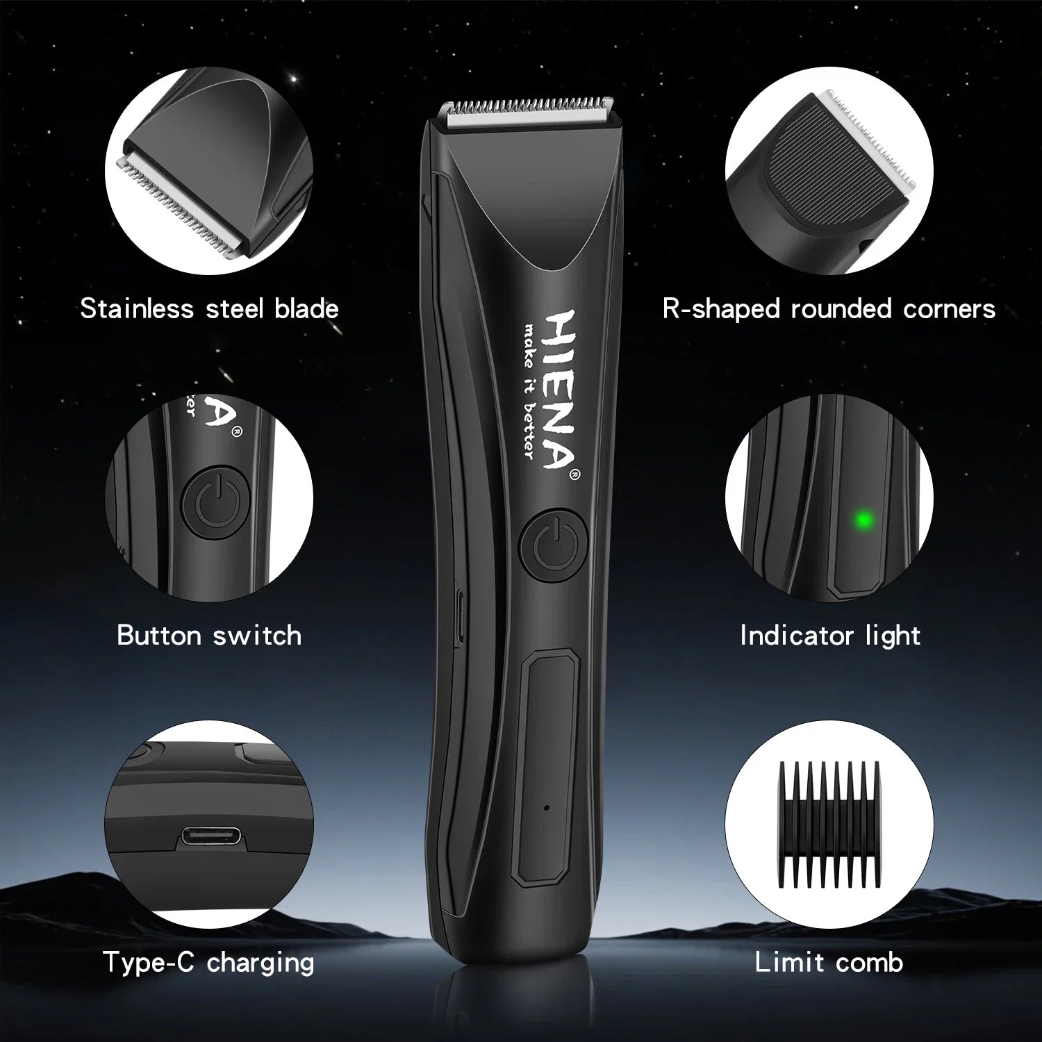 Electric Groin Hair Trimmer Pubic Hair Trimmer Body Grooming Clipper for Woman and men Bikini Epilator Rechargeable Shaver Razor Noventix