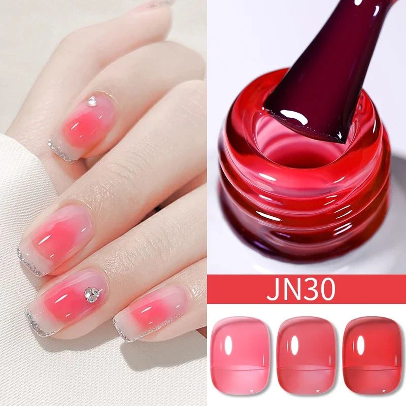 BORN PRETTY 10ml Blood Red Jelly Gel Nail Polish Halloween Nails Art Gel Polish Sheer Translucent Nail Gel for Winter Manicure Blushimmer