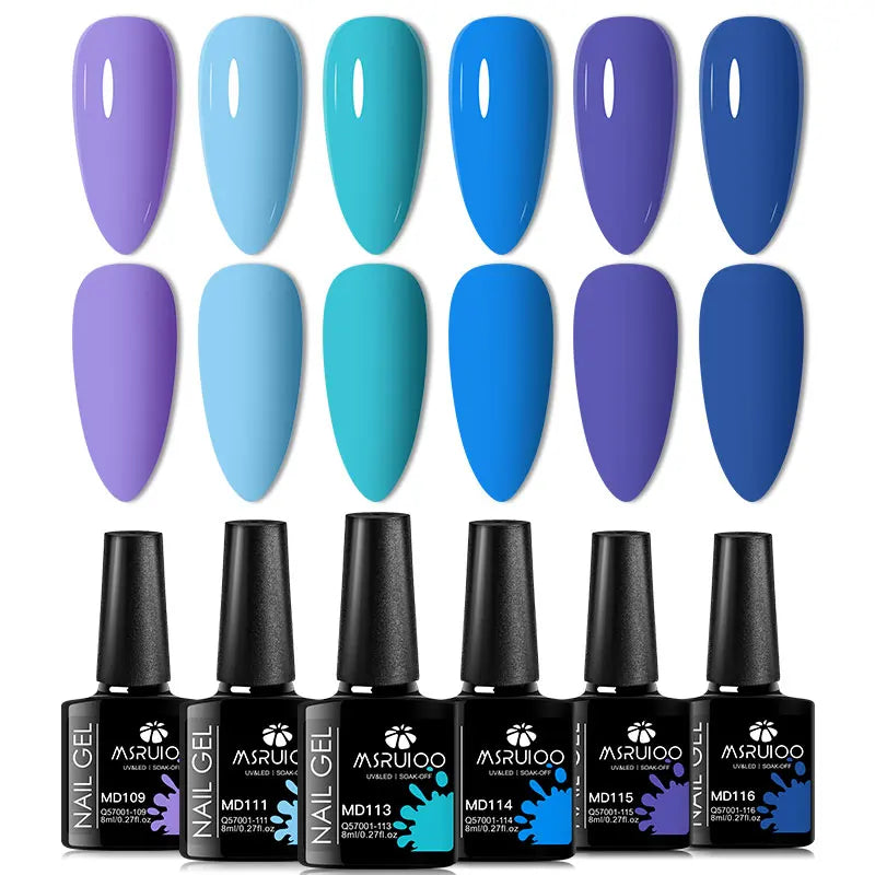 6pc Nail Gel Polish Set All-Season Ultra Pigmented Semi Permanent UV Painting Gel For Nails Salon DIY Manicure Varnish Design Blushimmer