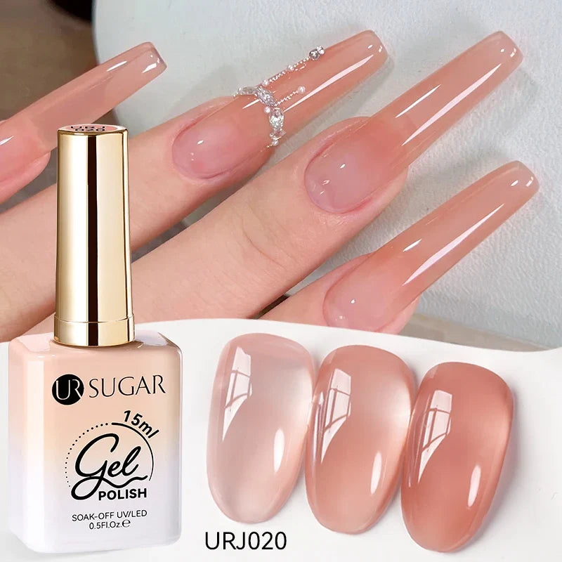 UR SUGAR 15ml Jelly Milky White Translucent Color Gel Polish Semi Permanent UV Gel Nail Art Soak Off Gel Varnish Latest Fashion Blushimmer