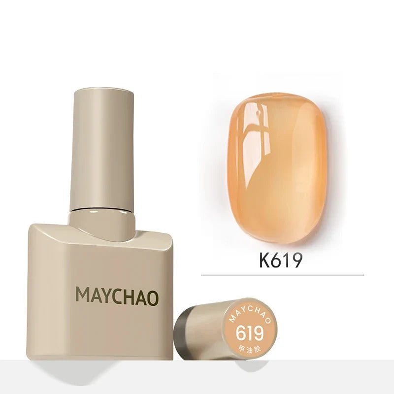 MAYCHAO 12ml Jelly Gel Nail Polish Semi Permanent Top Coat Soak Off UV LED Gel Art Nail Varnish Manicure Long Lasting Nail Gel Blushimmer