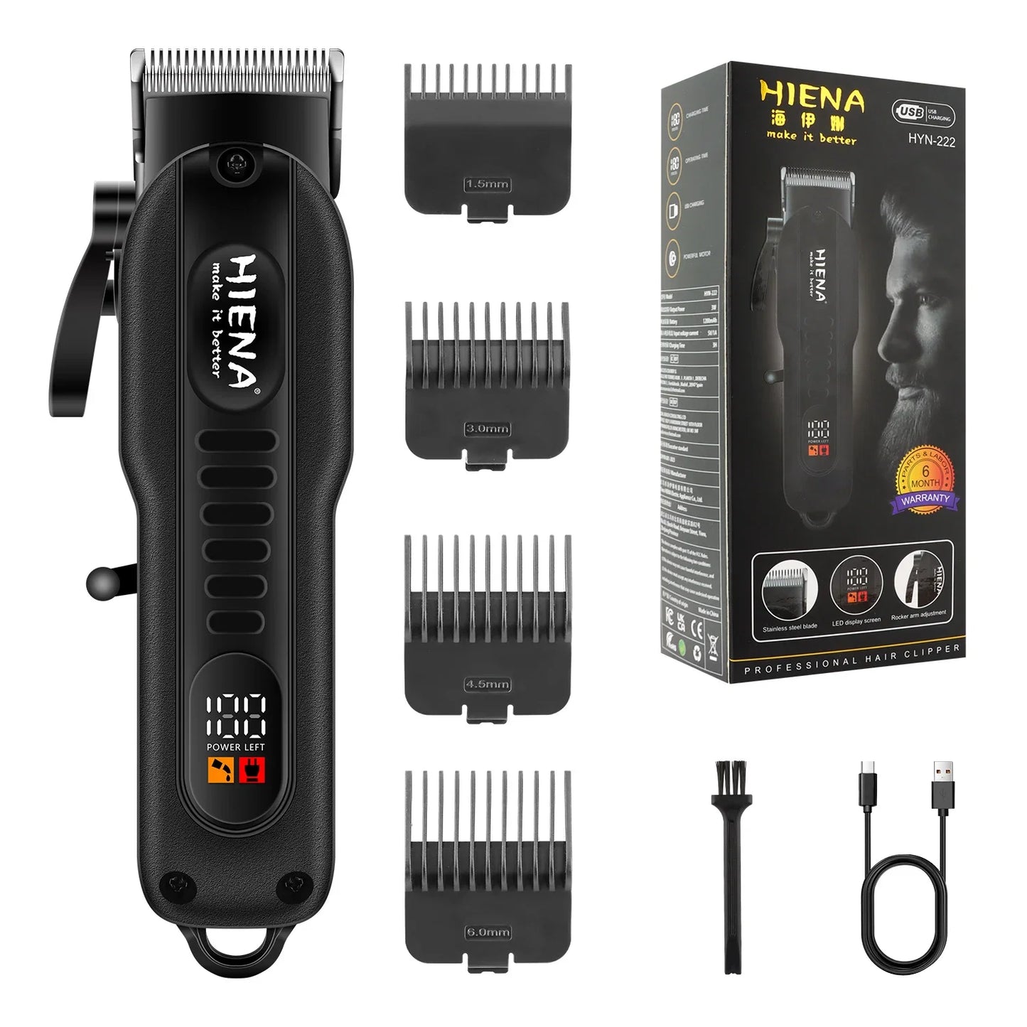 Professional Barber Electric Hair clipper LED display screen UBS charging Trimmer Powerful electric hair clipper trimmer tool Noventix