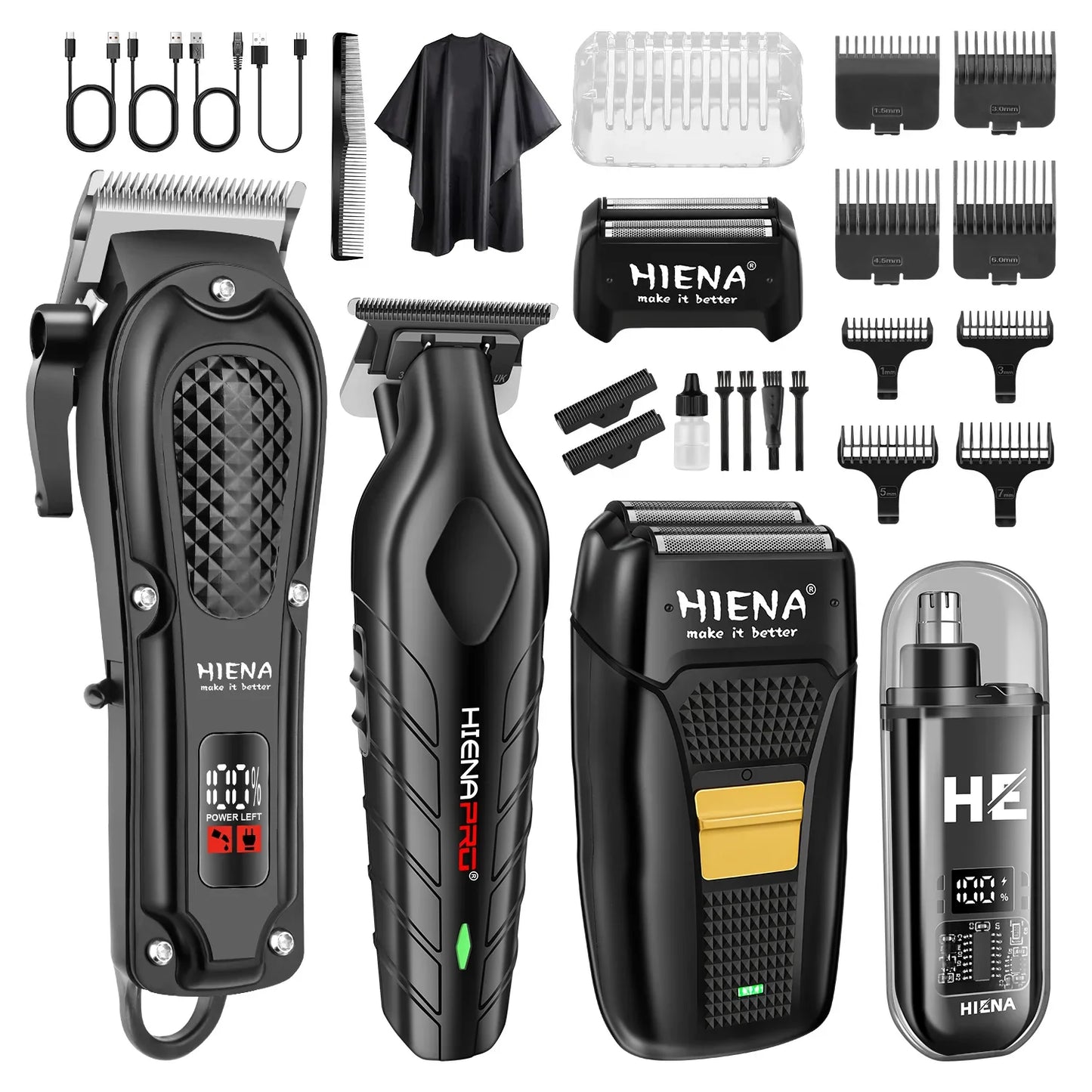 hiena Hair Clipper Professional Hair Cutting Machine Adjustable Hair Trimmer Electric 9000 RPM Barber LED Clipper for Men Noventix