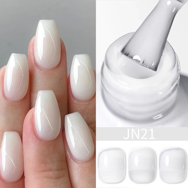 BORN PRETTY Milky White Jelly Nude Gel Nail Polish 10ml White Translucent Soak Off Gel Vernis Semi Permanent Need UV Light Cure Blushimmer