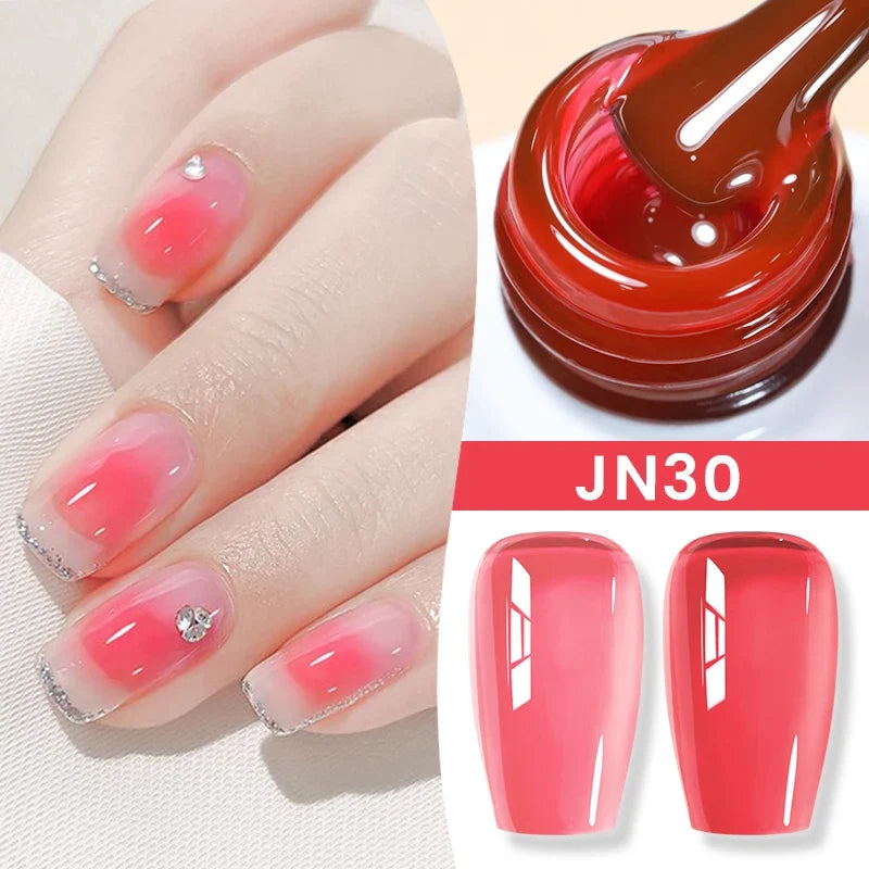 BORN PRETTY Jelly Nude Gel Nail Polish 10ml Light Pink Peach Translucent Color UV Light Cure Gel Varnish Nail Art DIY at Home Blushimmer
