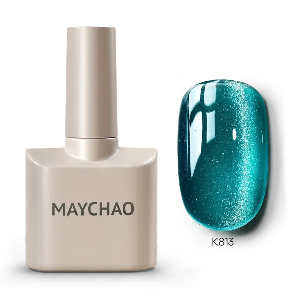 MAYCHAORomantic Galaxy Cat Eye Gel Nail Polish With Magnet Soak off UV Holographic Magnetic Rainbow Gel Polish for Nail Manicure Blushimmer