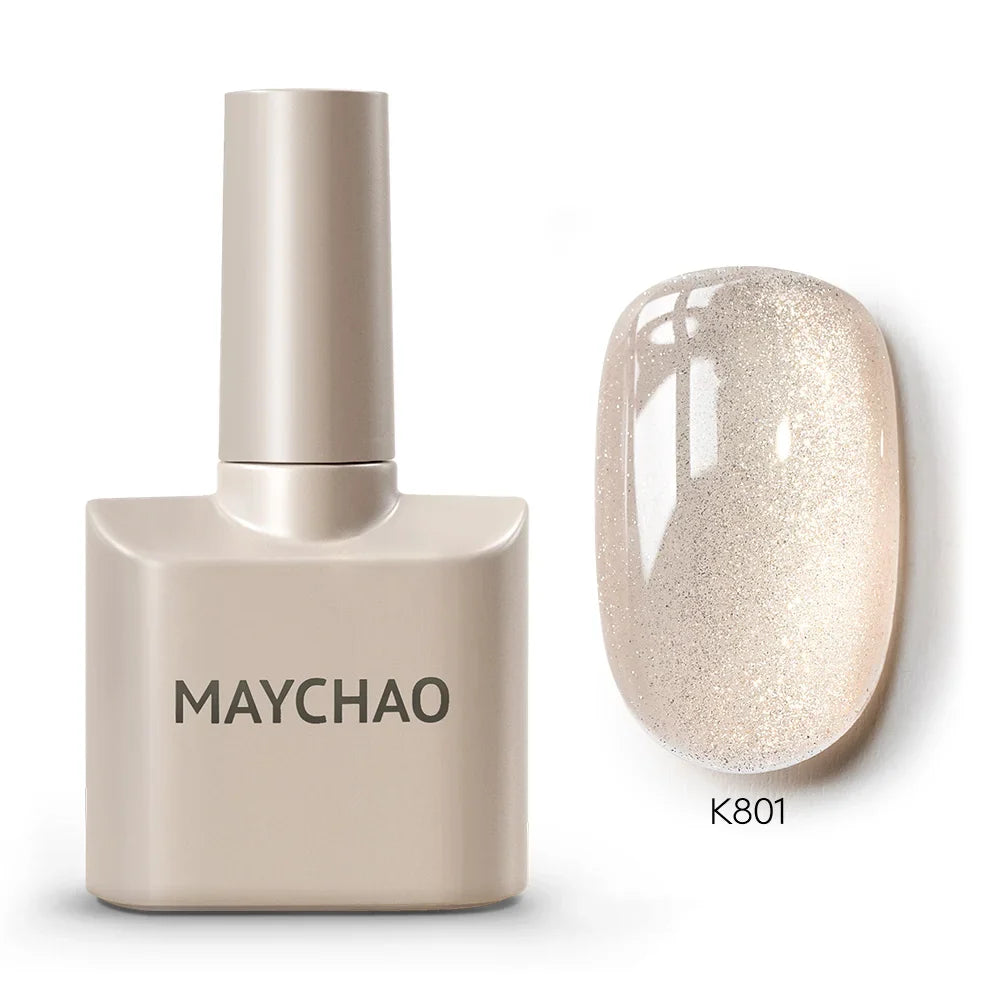 MAYCHAORomantic Galaxy Cat Eye Gel Nail Polish With Magnet Soak off UV Holographic Magnetic Rainbow Gel Polish for Nail Manicure Blushimmer
