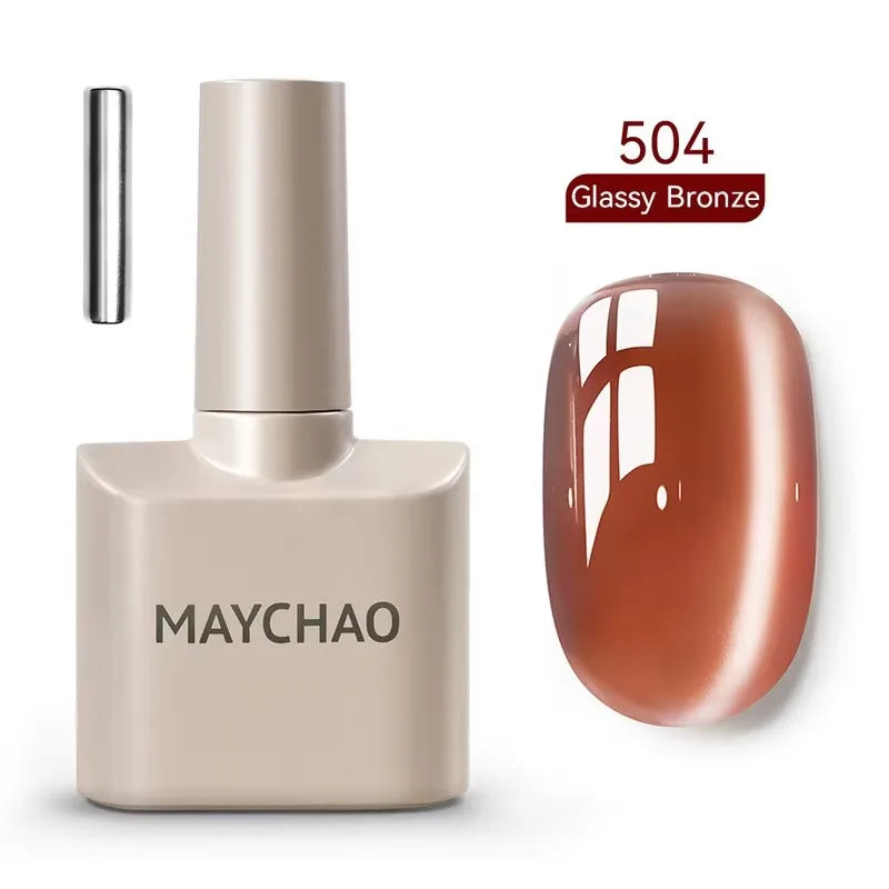 MAYCHAORomantic Galaxy Cat Eye Gel Nail Polish With Magnet Soak off UV Holographic Magnetic Rainbow Gel Polish for Nail Manicure Blushimmer