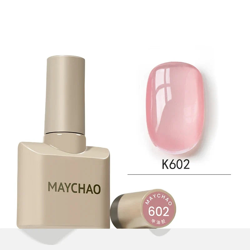 MAYCHAO 12ml Jelly Gel Nail Polish Semi Permanent Top Coat Soak Off UV LED Gel Art Nail Varnish Manicure Long Lasting Nail Gel Blushimmer