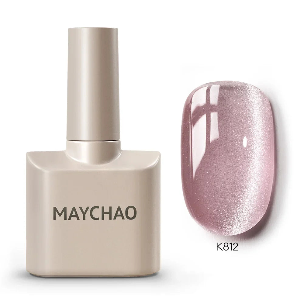 MAYCHAORomantic Galaxy Cat Eye Gel Nail Polish With Magnet Soak off UV Holographic Magnetic Rainbow Gel Polish for Nail Manicure Blushimmer