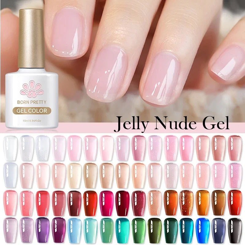 BORN PRETTY 83 Colors 10ml Jelly Nude Gel Nail Polish Autumn Amber Semi Transparent Manicure Soak off UV LED Nails Gel Varnish Blushimmer