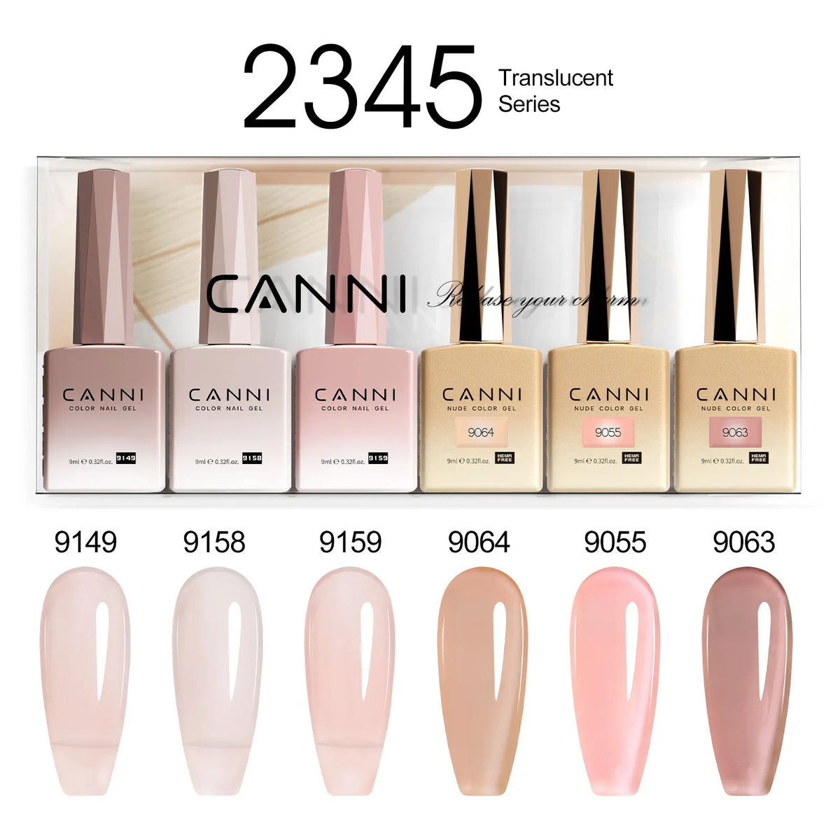 6pcs*9ml CANNI HEMA FREE Nail Gel Polish Set Gorgeous Color Semi Permanent Pigmented Painting Gel Soak off UV LED Gel Nails Kit Blushimmer