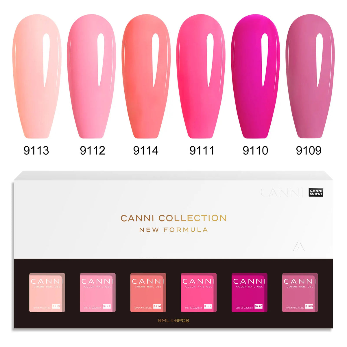6pcs*9ml CANNI HEMA FREE Nail Gel Polish Set Gorgeous Color Semi Permanent Pigmented Painting Gel Soak off UV LED Gel Nails Kit Blushimmer