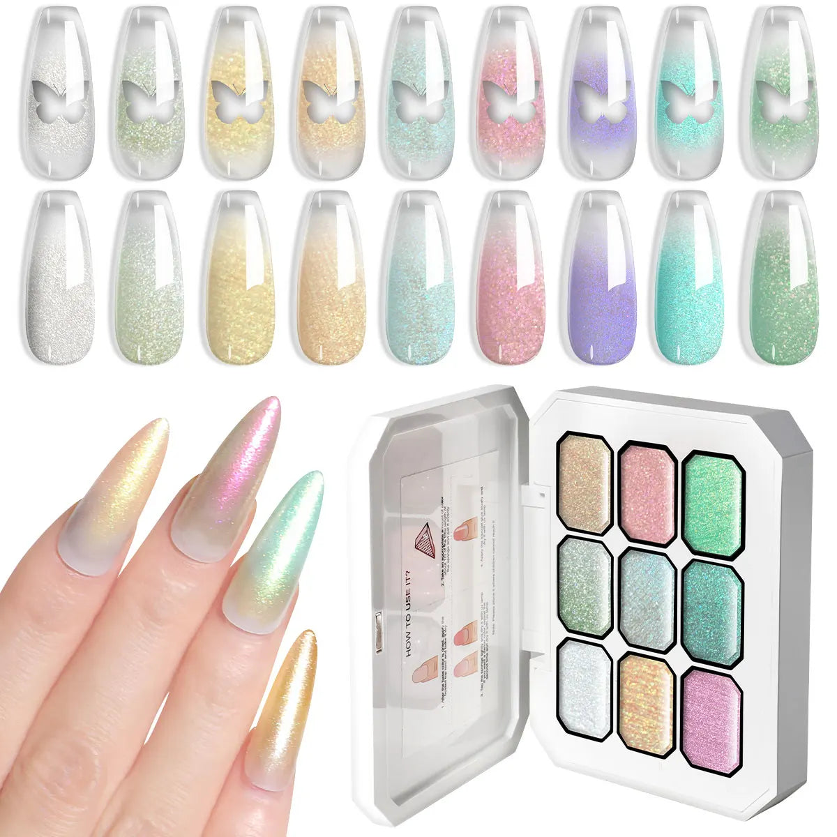 LIMEGIRL 9 Color Gradient Painting Gel Nail Art Gradient Color DIY Design Gel Quick Flower Paint Engraving Gel Nail Polish Blushimmer