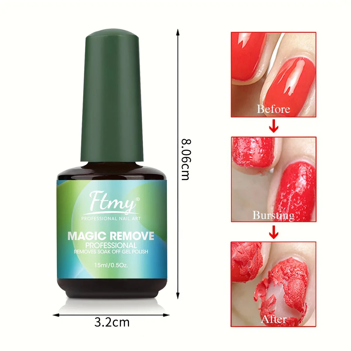 Gel Nail Polish Remover, 2-3 Min Quickly Remover Nail Polish, No Harm To Skin, No Irritating Odor, No Need For Foil, Soaking Or Blushimmer