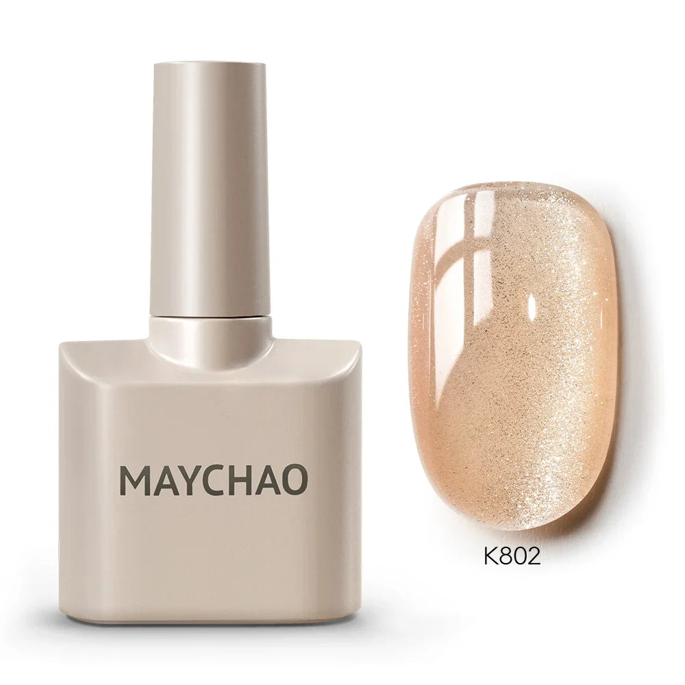 MAYCHAORomantic Galaxy Cat Eye Gel Nail Polish With Magnet Soak off UV Holographic Magnetic Rainbow Gel Polish for Nail Manicure Blushimmer