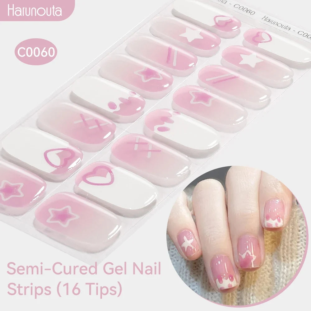 Gradient Auroras Semi Cured Gel Nail Strips Sparkly Shinning DIY Gel Polish Stickers for Nails Works with UV/LED Nail Lamps Blushimmer