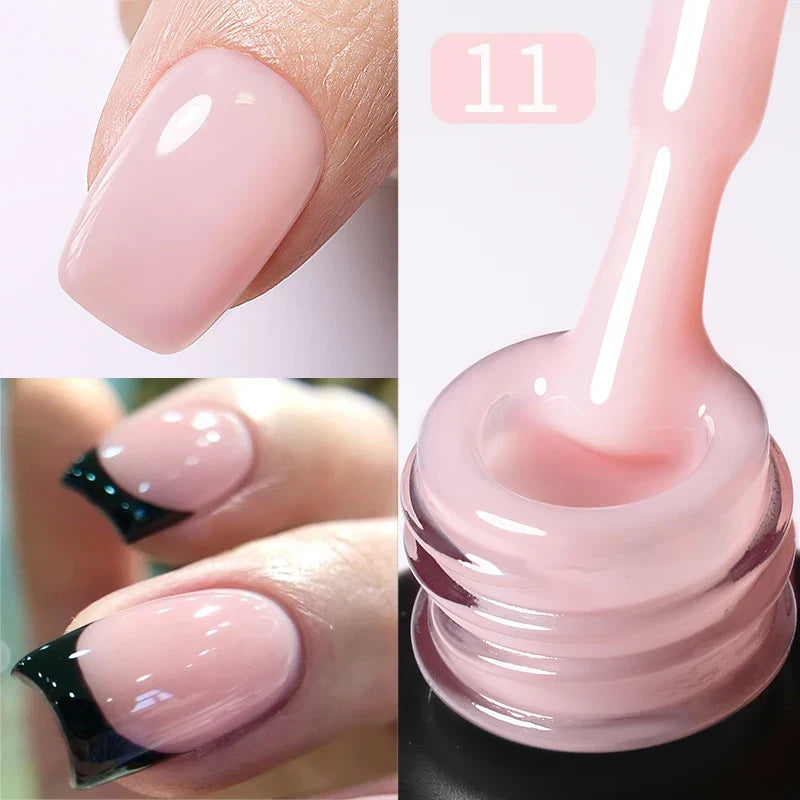 BORN PRETTY Milky Jelly Rubber Base Gel for Gel Nail Polish 15ml Russian Self-leveling Nude Color Soak Off Semi Permanent UV Gel Blushimmer
