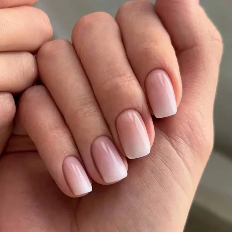 24Pcs Oval Short Pink Press on Nails Simple Ombre Spring False Nail for Sweet Sassy Cool Women&Girl Removable Wearable Nail Art Blushimmer