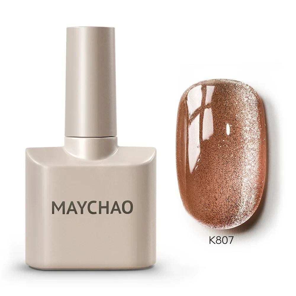 MAYCHAORomantic Galaxy Cat Eye Gel Nail Polish With Magnet Soak off UV Holographic Magnetic Rainbow Gel Polish for Nail Manicure Blushimmer
