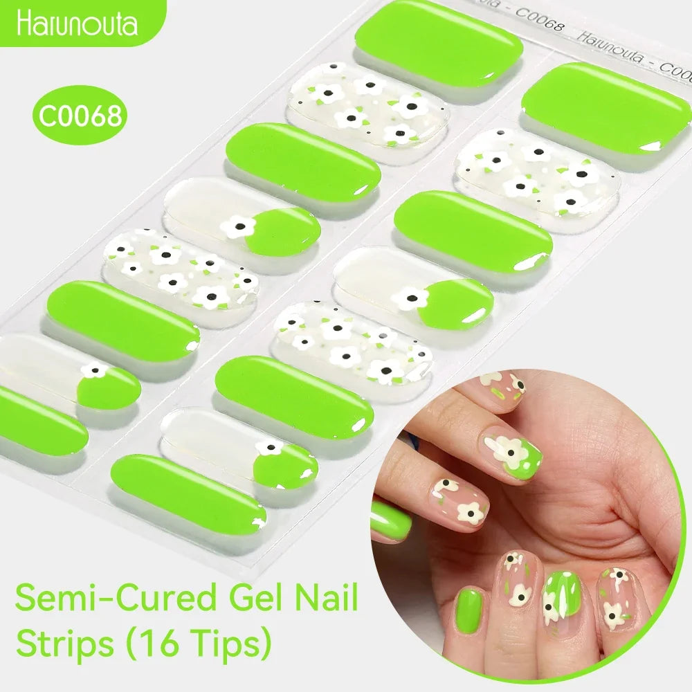 Gradient Auroras Semi Cured Gel Nail Strips Sparkly Shinning DIY Gel Polish Stickers for Nails Works with UV/LED Nail Lamps Blushimmer