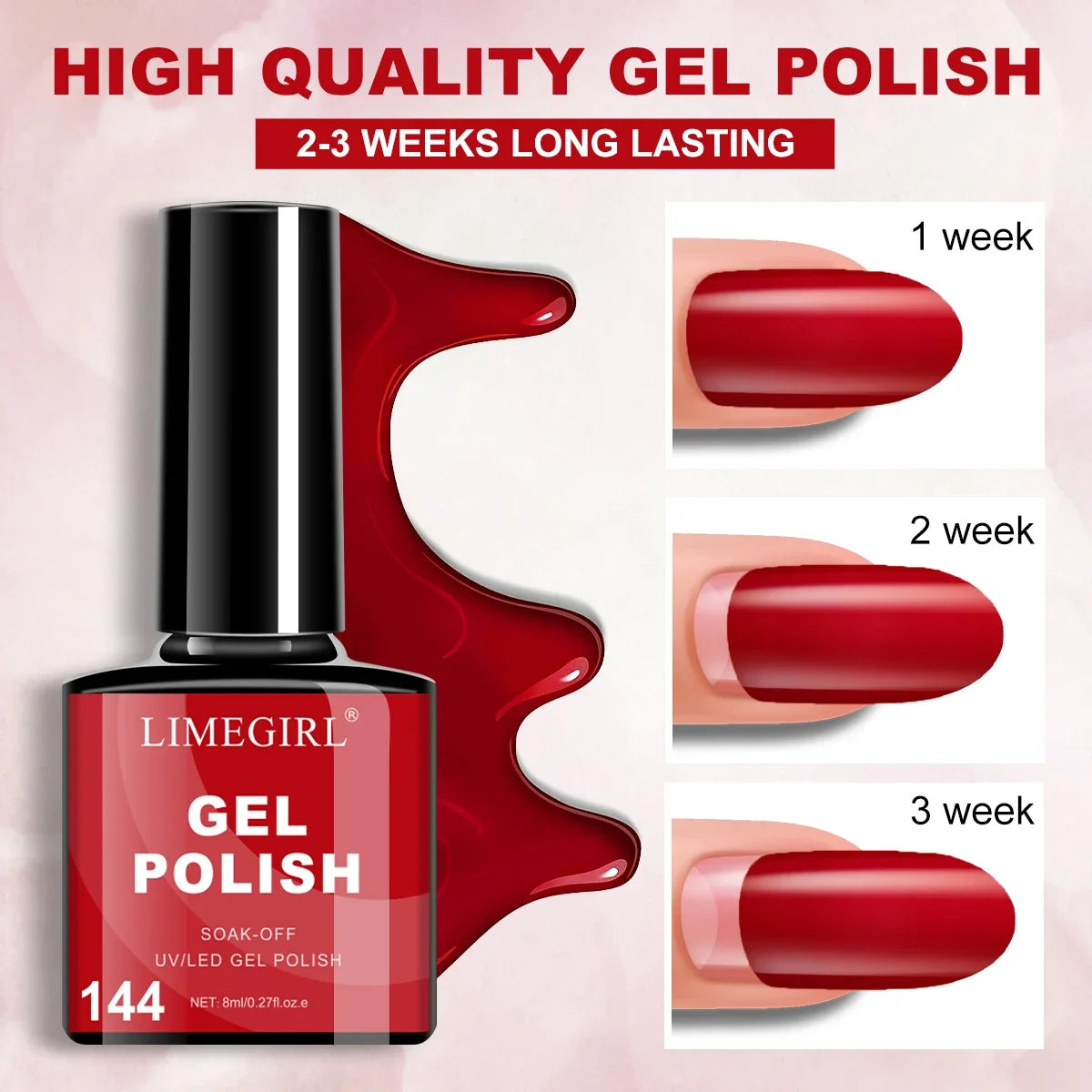 LIMEGIRL 9 Color Gel Nail Polish Set Macaron Color UV LED Soaking Semi-Permanent Gel Varn for Beginners Nail Art Design Gel Kit Blushimmer