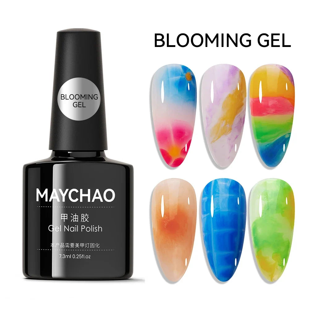 MAYCHAO 12ml Jelly Gel Nail Polish Semi Permanent Top Coat Soak Off UV LED Gel Art Nail Varnish Manicure Long Lasting Nail Gel Blushimmer